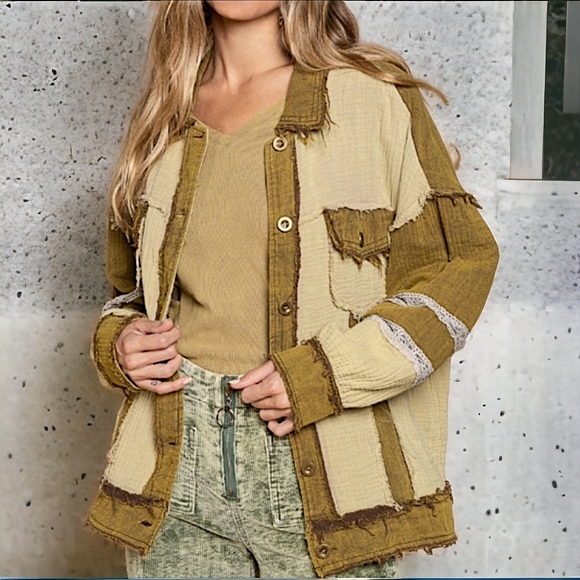 14588 POL Spliced Gauze Jacket - Picture 1 of 6